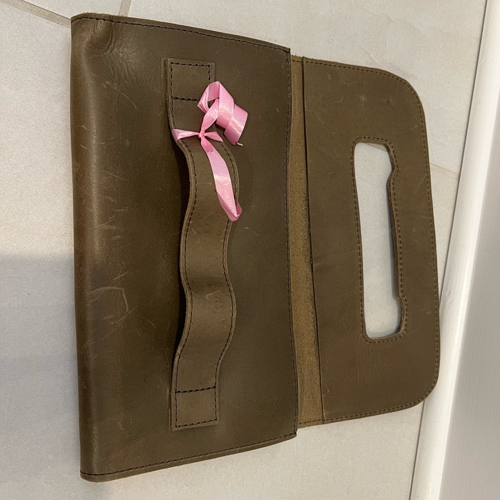 ABLE Olive Leather Clutch - Picture 2 of 7
